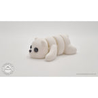 White Baby Bear 3D printed articulated fidget toy — 3/4 front-low angle showing full body — Sensory Sidequest Australia