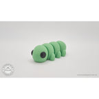 Green Baby Caterpillar 3D printed articulated fidget toy — side profile showing rounded body segments — Sensory Sidequest Australia