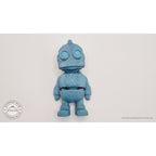 3D printed Tiny Robot articulated fidget toy in teal — flat front view showing full figure with circular eyes and segmented torso — Sensory Sidequest