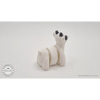 White Baby Goat 3D printed articulated toy — 3/4 rear-left angle showing body segments