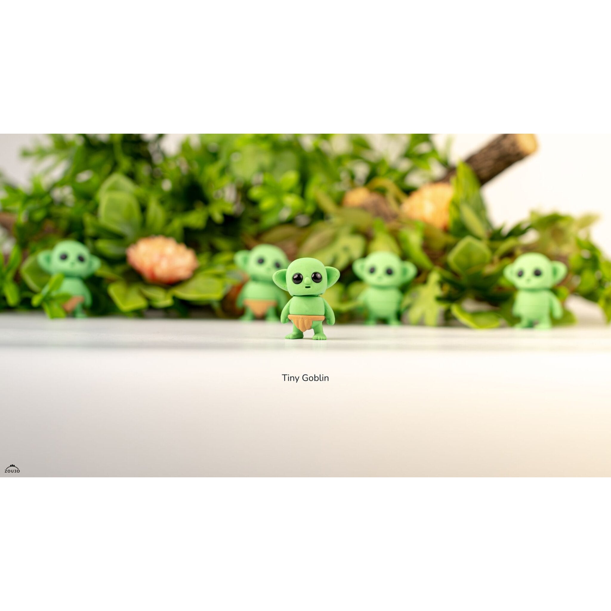 Tiny Goblin ZOU3D — single figure front-facing with group behind, low angle