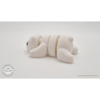 White Baby Bear 3D printed articulated fidget toy — rear 3/4 view showing body segments — Sensory Sidequest Australia