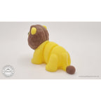 Yellow and brown Baby Lion 3D printed articulated fidget toy — straight front face view showing mane and eyes — Sensory Sidequest Australia