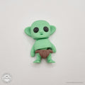 Green Tiny Goblin 3D printed articulated toy — front-facing overhead own photo