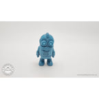 3D printed Tiny Robot articulated fidget toy in teal — front face-on view showing circular eyes and chunky proportions — Sensory Sidequest