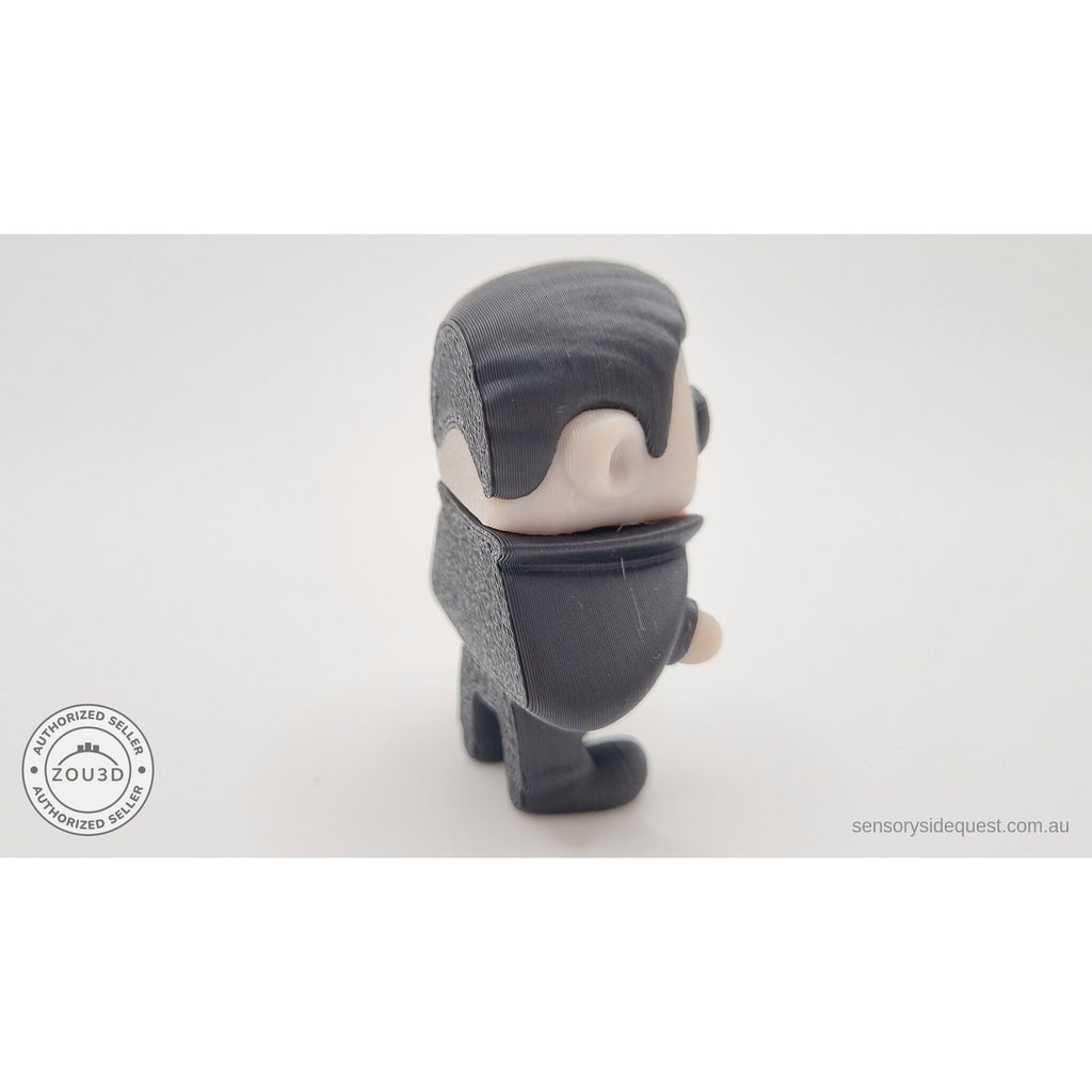 Tiny Dracula articulated toy — rear view showing cape back and figure from behind, own photo by Sensory Sidequest