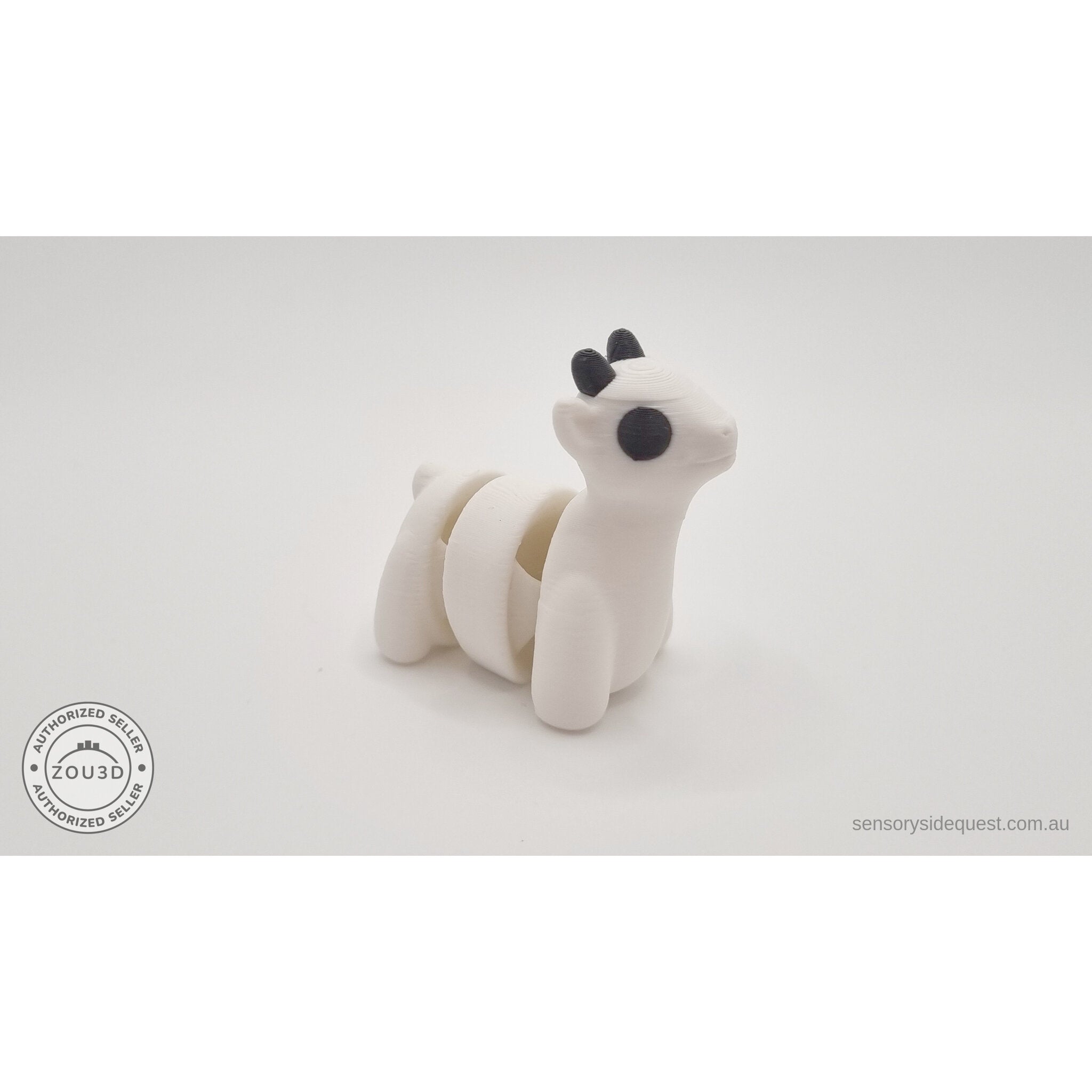 White Baby Goat 3D printed articulated fidget toy — 3/4 rear-right angle by Sensory Sidequest