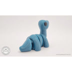 Blue Baby Brontosaurus 3D printed articulated fidget toy — rear straight view showing tail and back legs — Sensory Sidequest Australia