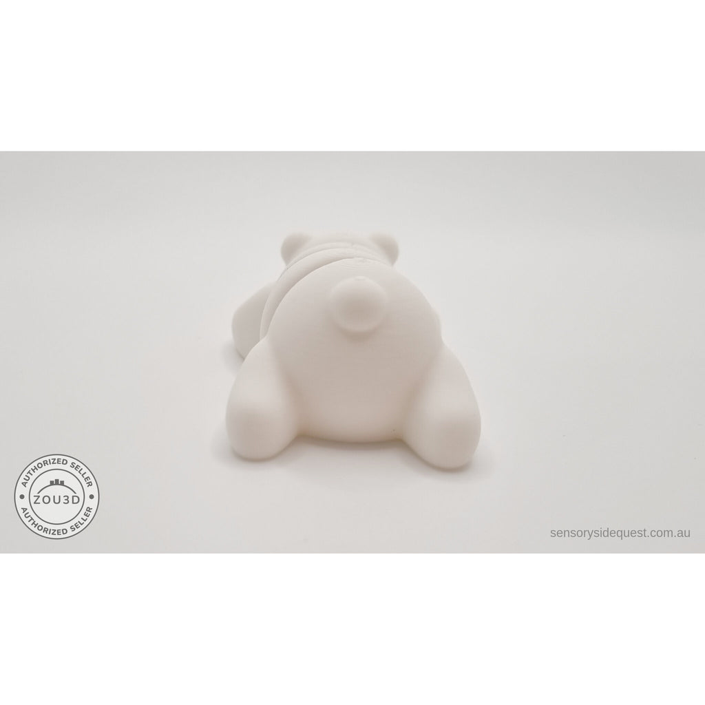 White Baby Bear 3D printed articulated fidget toy — opposite side view — Sensory Sidequest Australia