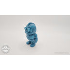 3D printed Tiny Robot articulated fidget toy in teal — 3/4 left view showing body depth and articulation joint — Sensory Sidequest
