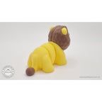 Yellow and brown Baby Lion 3D printed articulated fidget toy — rear 3/4 view showing tail and back profile — Sensory Sidequest Australia