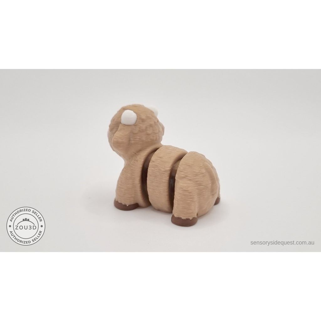 Baby Highland Cow 3D printed fidget toy — rear top view showing shaggy back texture and articulation — Sensory Sidequest