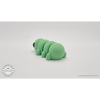 Green Baby Caterpillar 3D printed articulated fidget toy — opposite side profile — Sensory Sidequest Australia