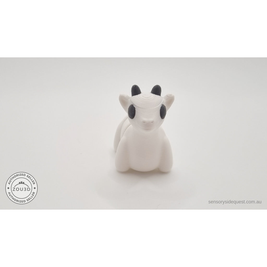 White Baby Goat 3D printed articulated toy — direct rear view showing tail nub and body