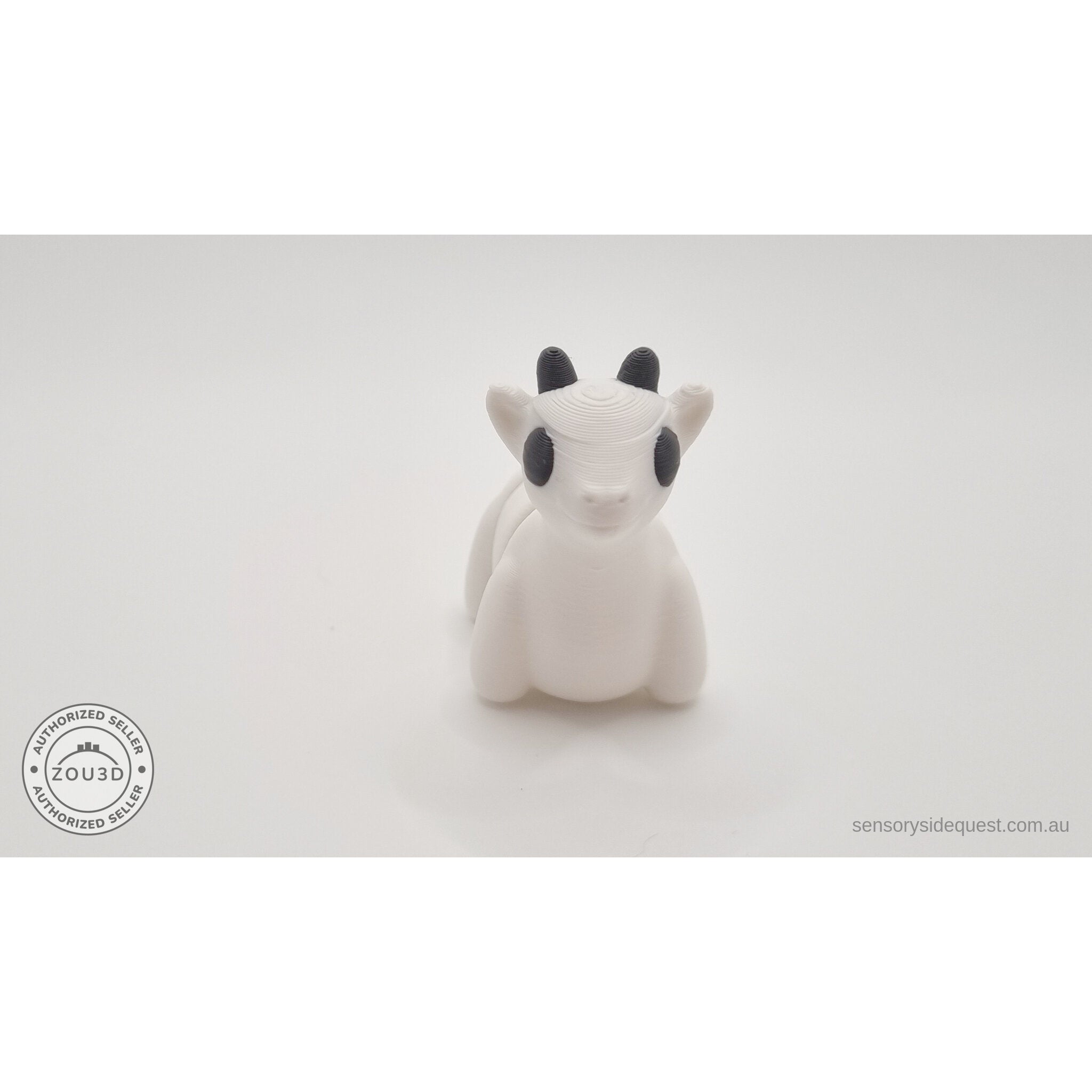 White Baby Goat 3D printed articulated toy — direct rear view showing tail nub and body
