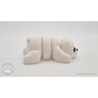 White Baby Bear 3D printed articulated fidget toy — rear view showing back and rump detail — Sensory Sidequest Australia