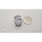 Grey Baby Elephant 3D printed toy shown next to 50c coin for size reference